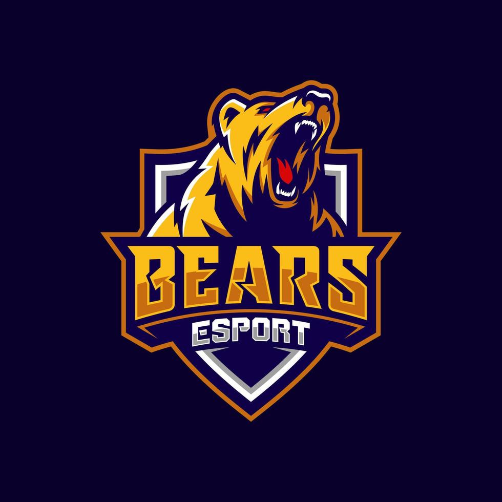 logotipo de oso grizzly profesional moderno para un equipo deportivo vector