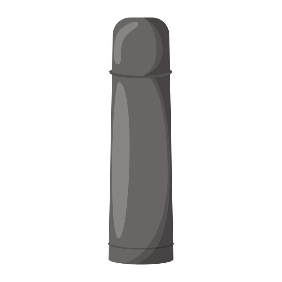 Stainless steel thermos with cup isolated on white background. Flat vector illustration.