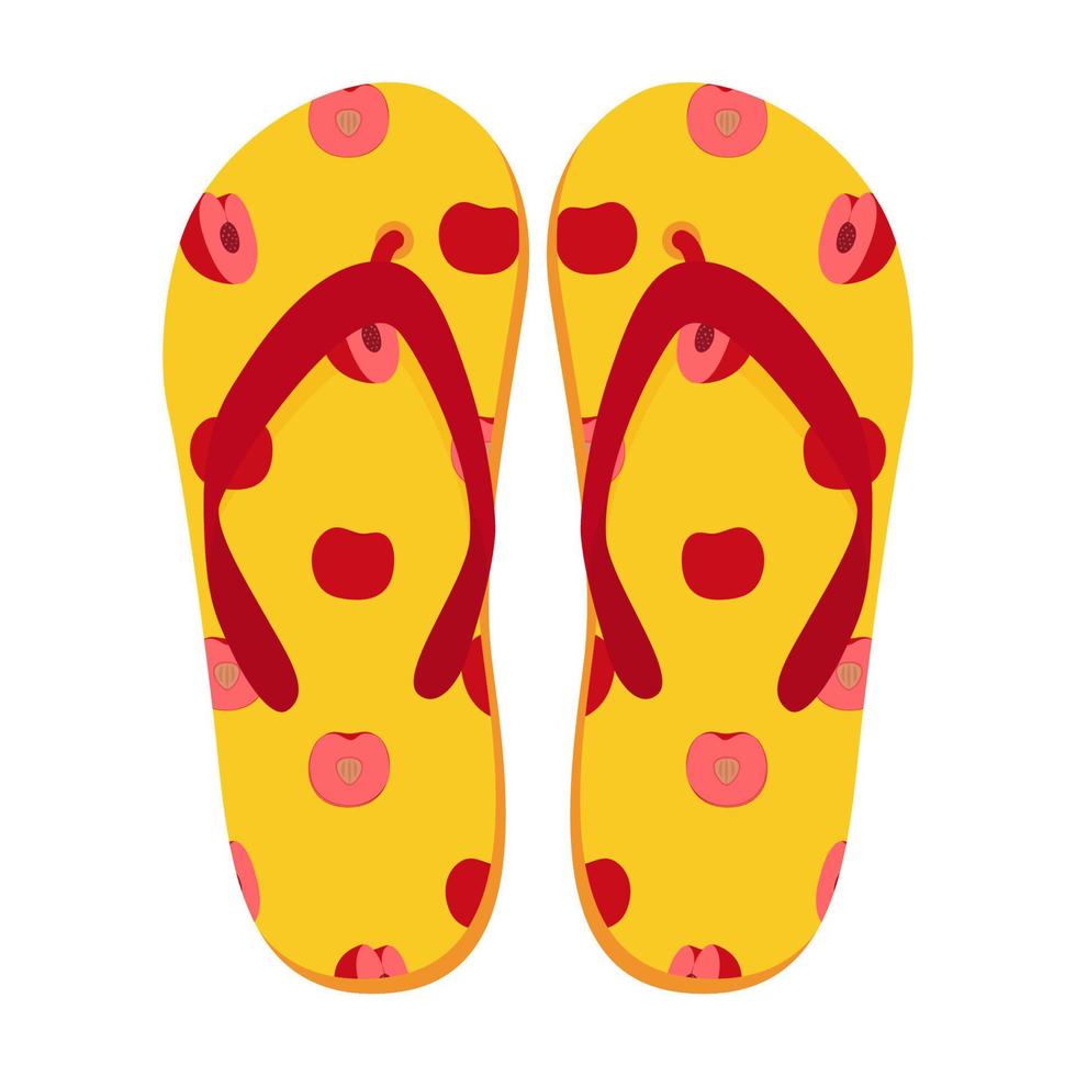 Pair of beach slippers. Summer flip flops. Flat vector illustration