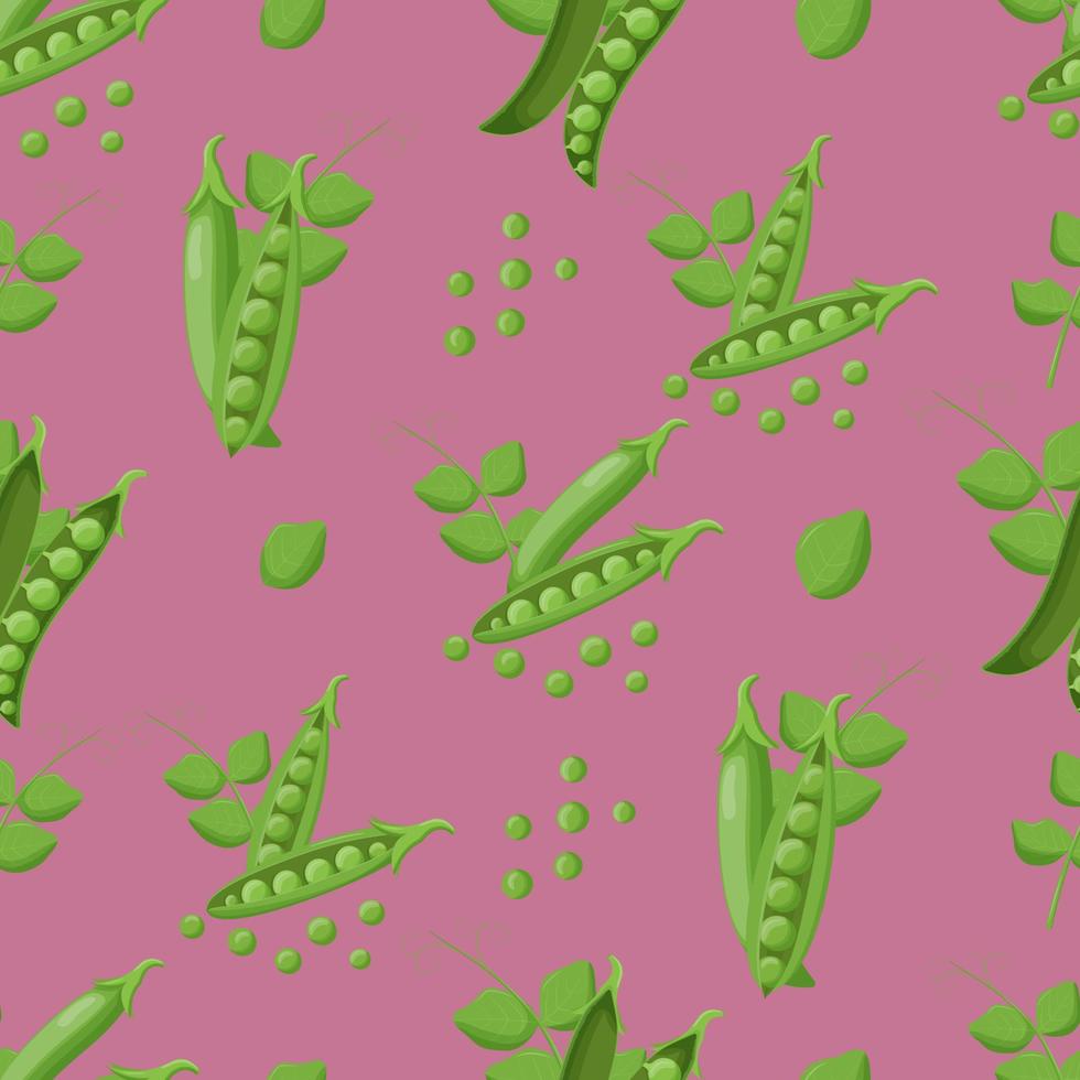 Cute pea seamless pattern. Flat vector illustration.