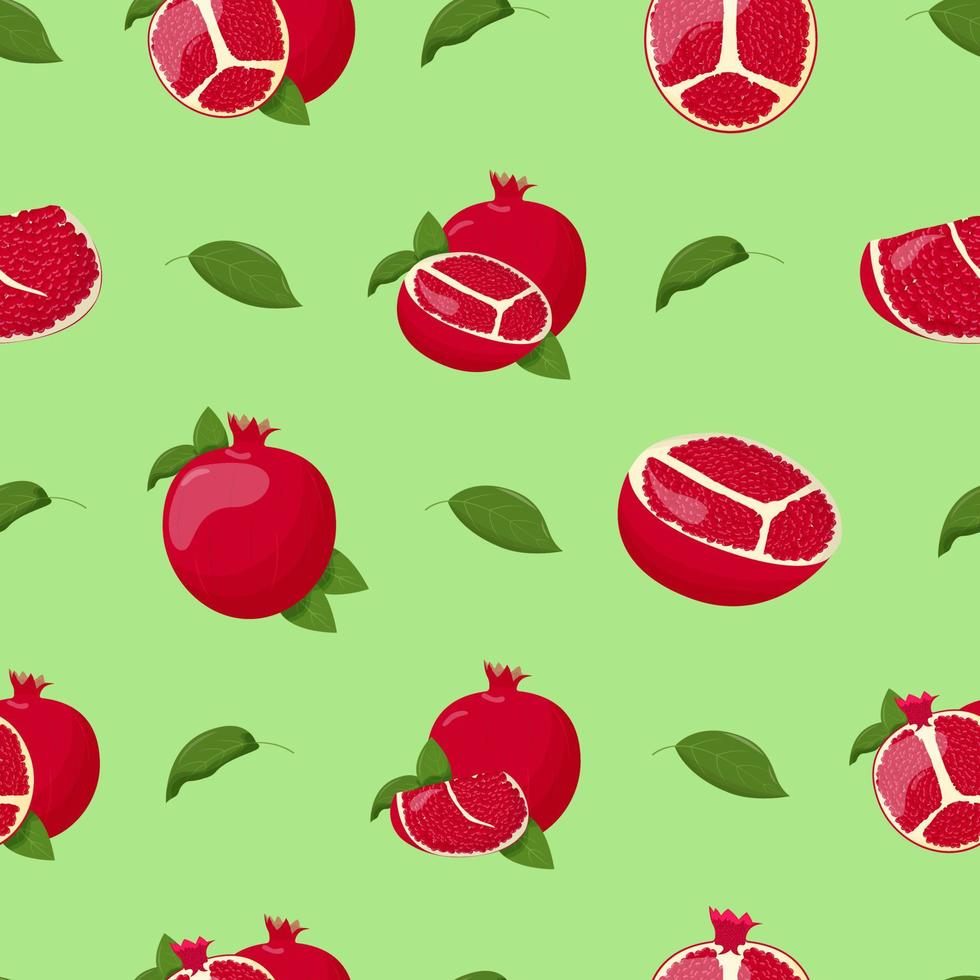 Cute pomegranate seamless pattern. Flat vector illustration.