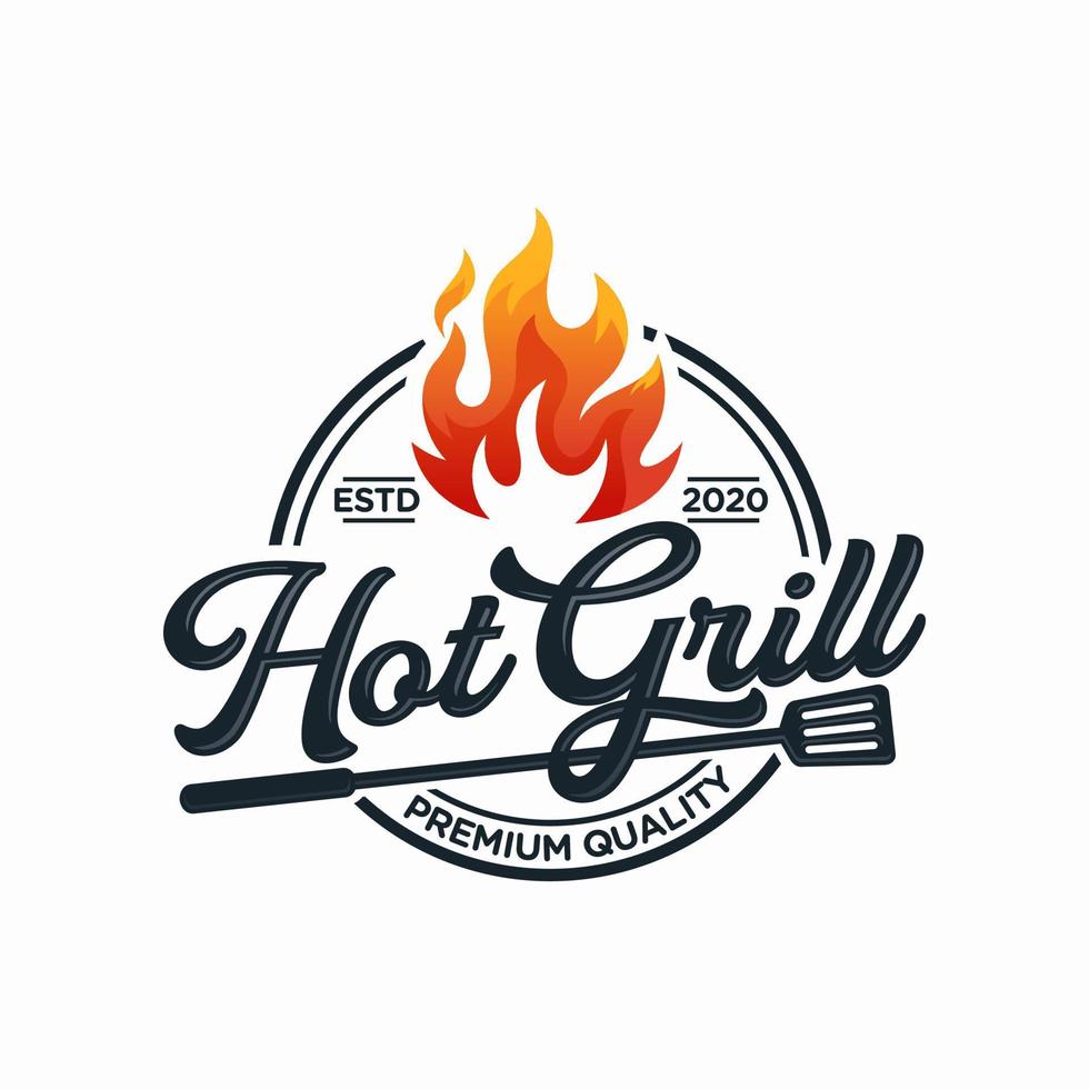 Hot Grill Logo Design Vector Template