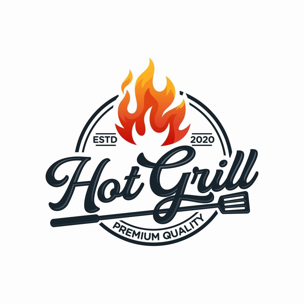 plantilla de vector de diseño de logotipo de parrilla caliente