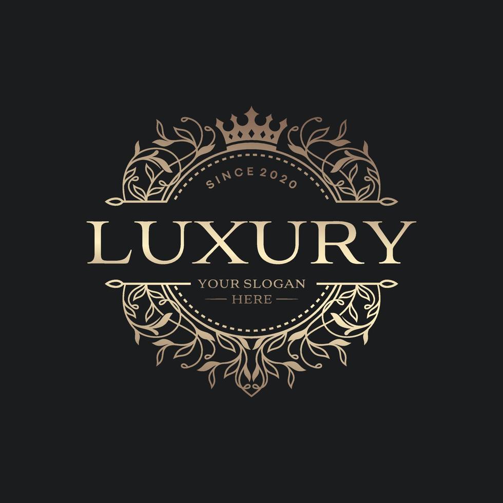 Floral Heraldic Luxury circle Logo template in vector for Restaurant, Royalty, Boutique, Cafe, Hotel, Jewelry, Fashion and other vector illustration