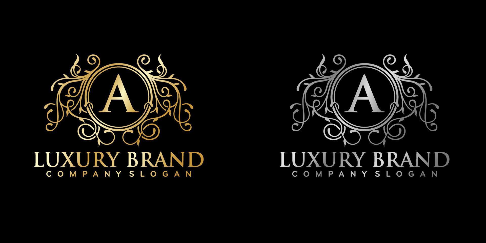 Floral Heraldic Luxury circle Logo template in vector for Restaurant, Royalty, Boutique, Cafe, Hotel, Jewelry, Fashion and other vector illustration