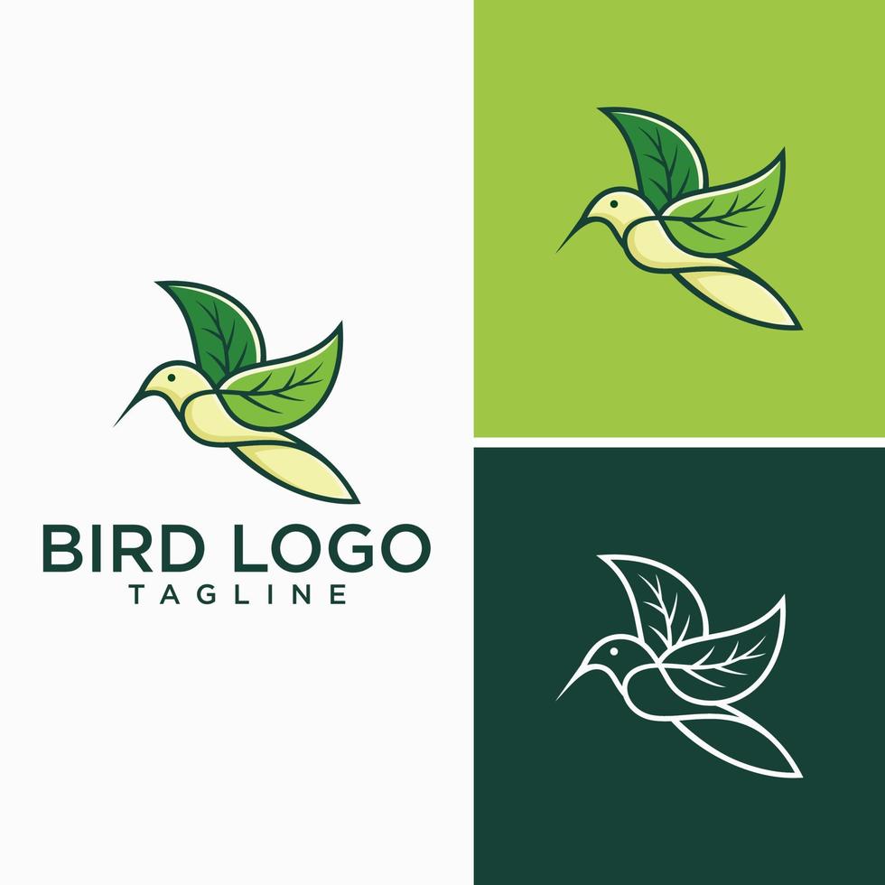 ilustración de diseño de icono de logotipo de línea de colibrí vector