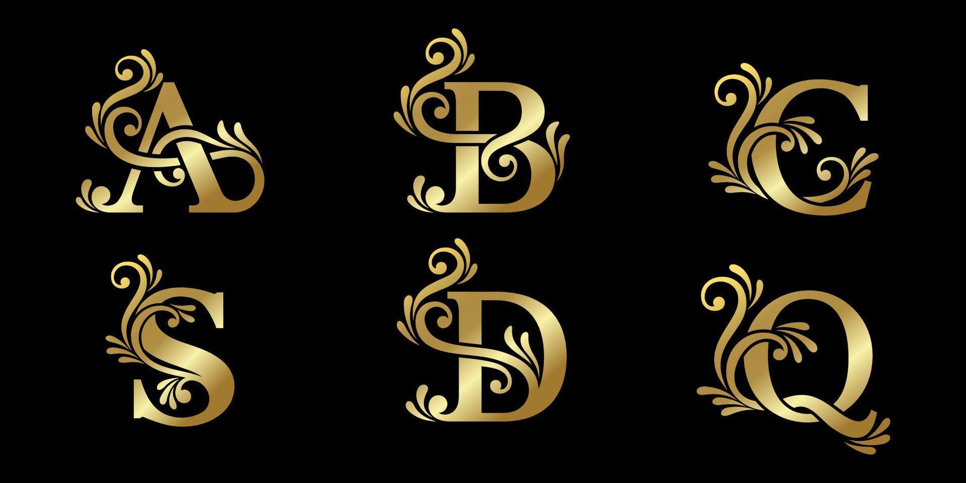 diseñe un logotipo de lujo con letras iniciales, estilo monograma, logotipo de letra premium con diseño dorado. elegante identidad corporativa. vector