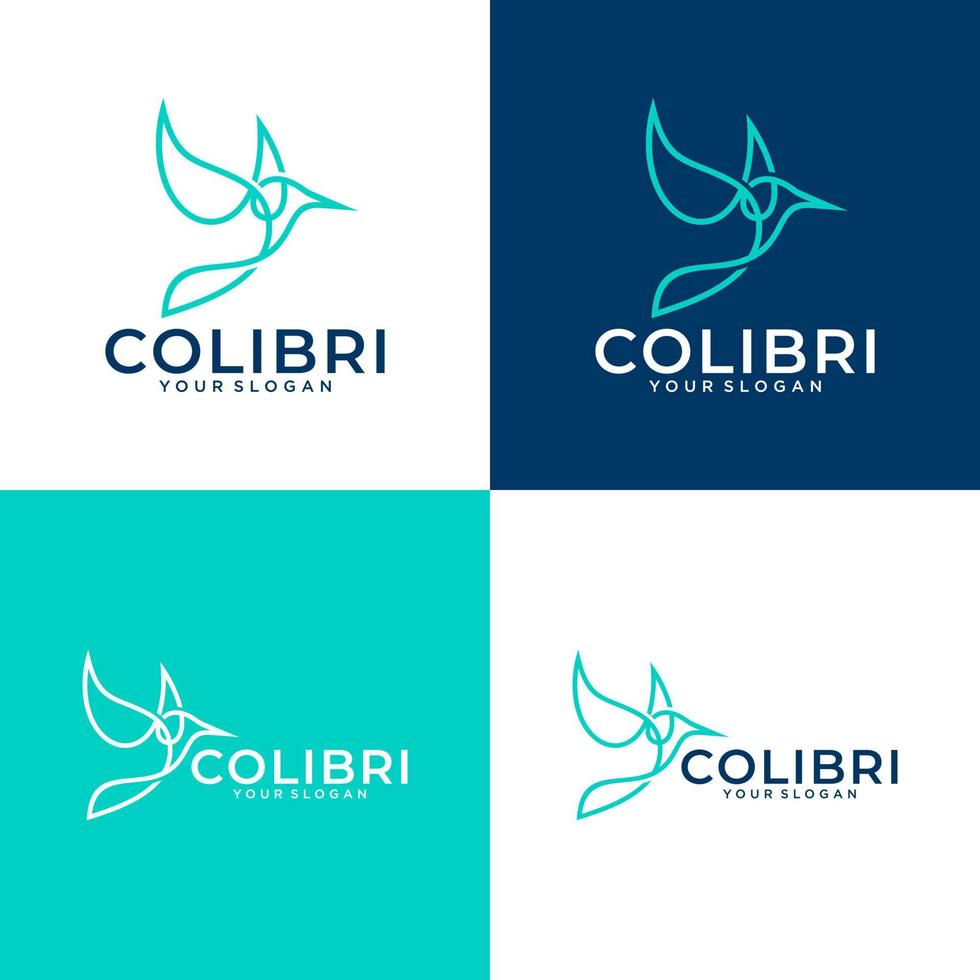 ilustración de diseño de icono de logotipo de línea de colibrí vector