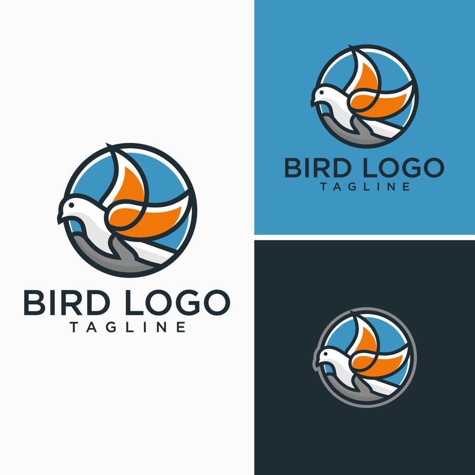 plantilla de vector de diseño de esquema de arte de línea abstracta de logotipo de pájaro