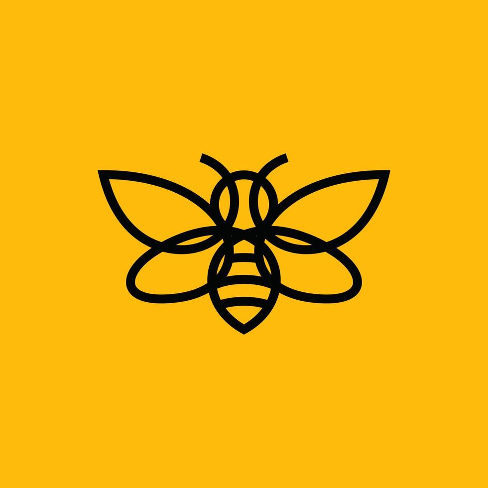 Bee Logo design vector template linear style. Outline icon. Creative Hard work Hive Logotype concept
