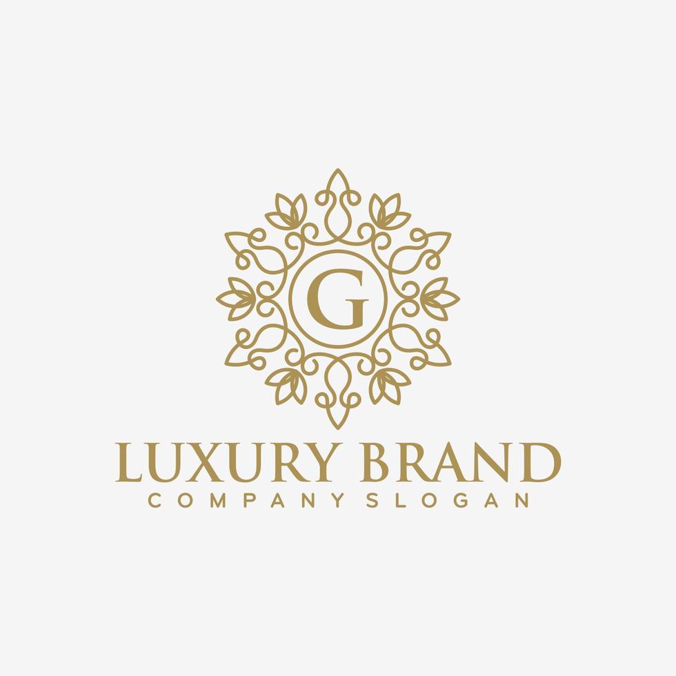 Floral Heraldic Luxury circle Logo template in vector for Restaurant, Royalty, Boutique, Cafe, Hotel, Jewelry, Fashion and other vector illustration