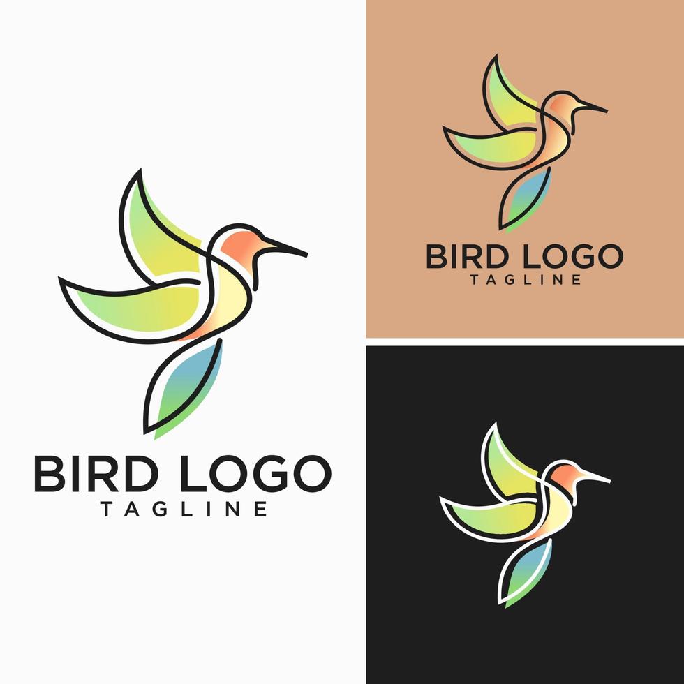 ilustración de diseño de icono de logotipo de línea de colibrí vector