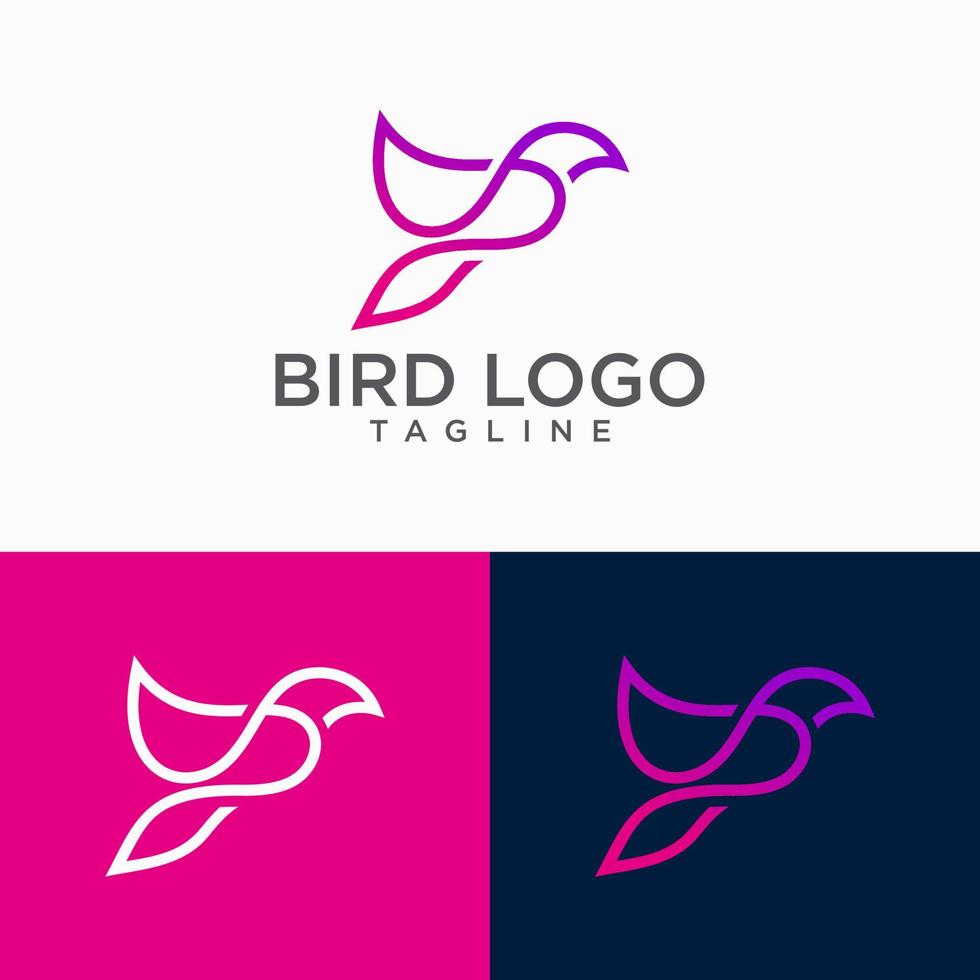 plantilla de vector de diseño de esquema de arte de línea abstracta de logotipo de pájaro