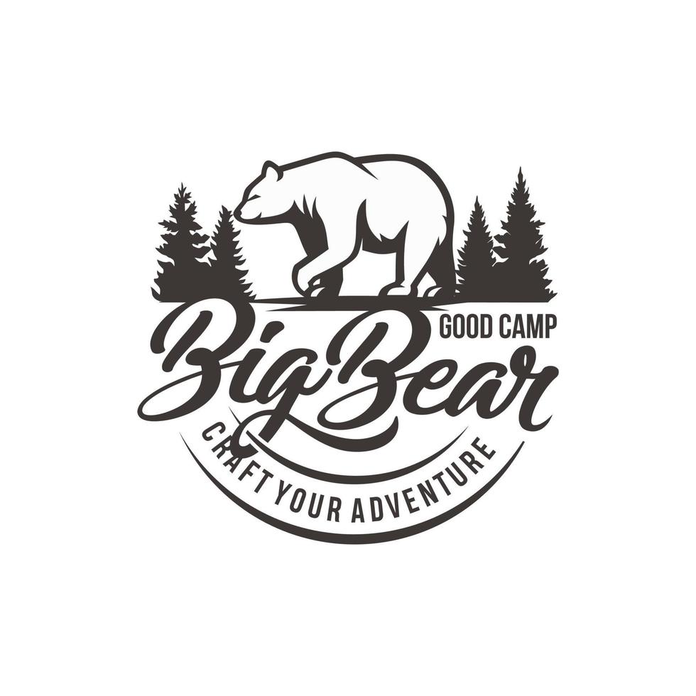 Vintage Bear Logo Design Vector Template