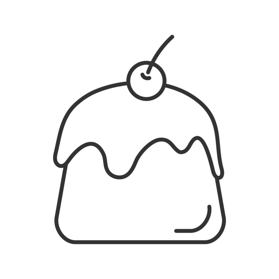 Pudding linear icon. Thin line illustration. Panna cotta. Contour symbol. Vector isolated outline drawing