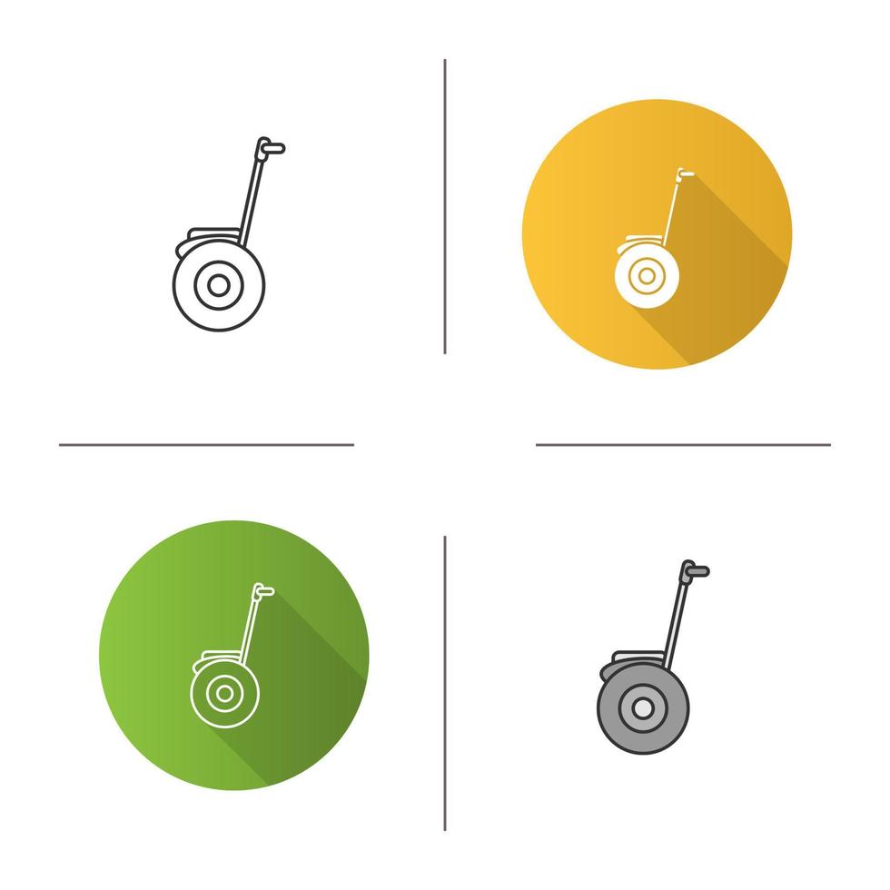 Self balancing scooter icon. Personal transporter. Flat design, linear and color styles. Isolated vector illustrations