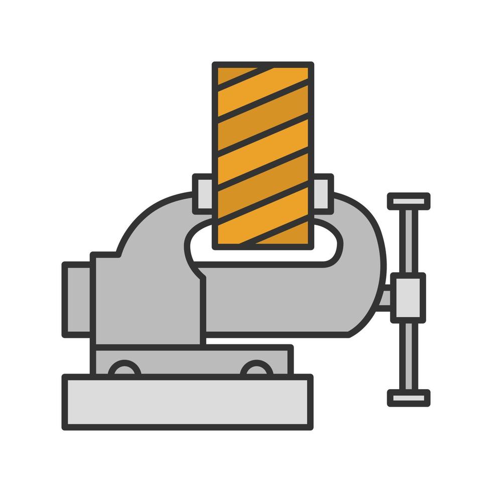 el tornillo de banco fija el icono de color de la tabla de madera. vicio de la pierna. ilustración vectorial aislada vector