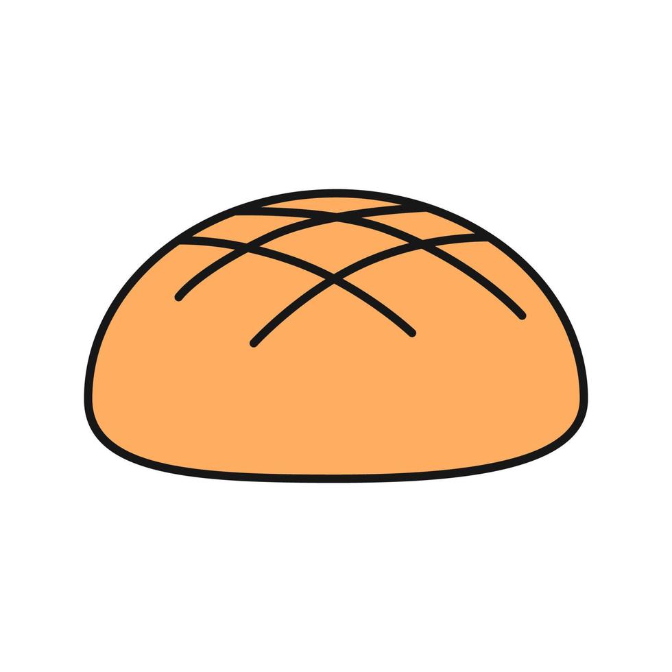 Round rye bread loaf color icon. Isolated vector illustration