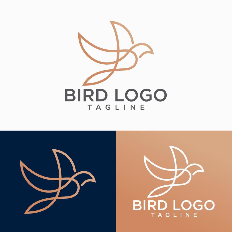 plantilla de vector de diseño de esquema de arte de línea abstracta de logotipo de pájaro
