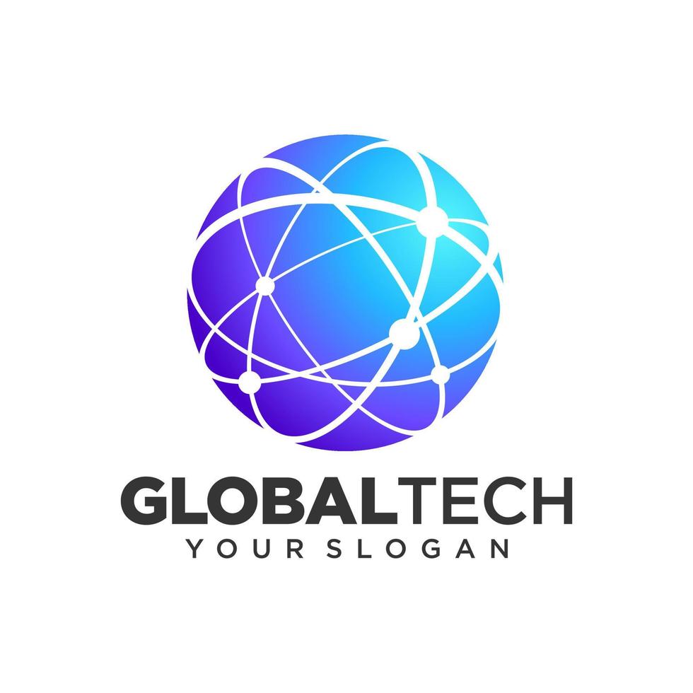 plantilla de diseño de logotipo de tecnología global vector