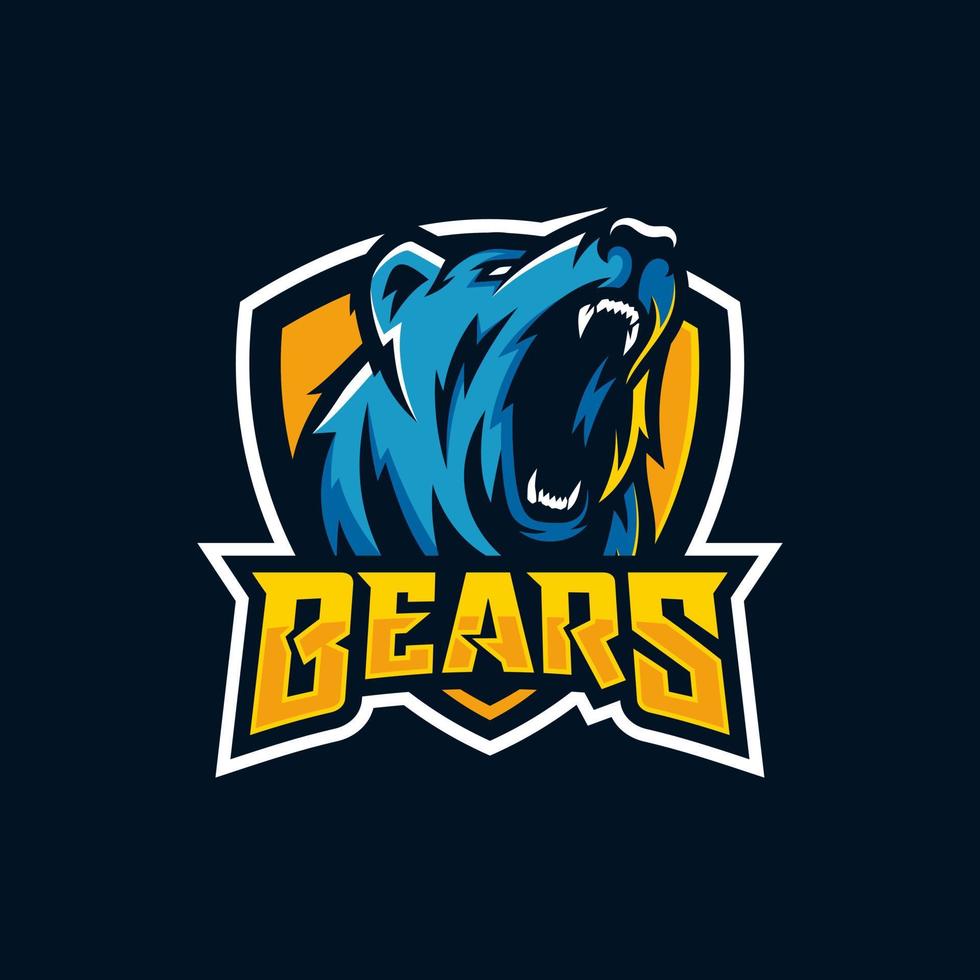 Modern professional grizzly bear logo for a sport team vector