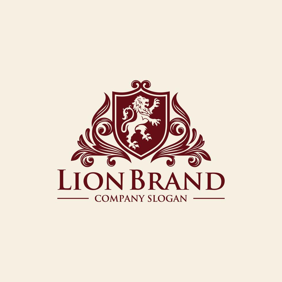 inspiración de diseño de logotipo de rey león real dorado de lujo vector