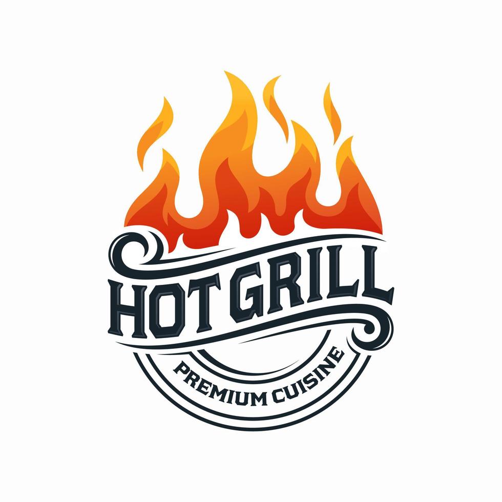 plantilla de vector de diseño de logotipo de parrilla caliente