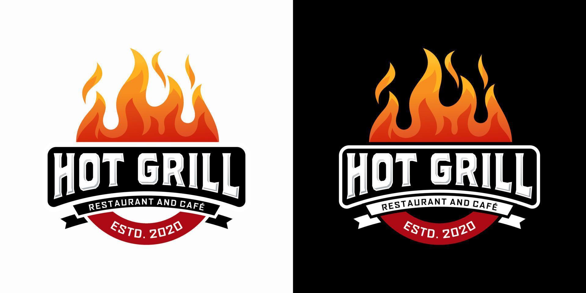 Hot Grill Logo Design Vector Template