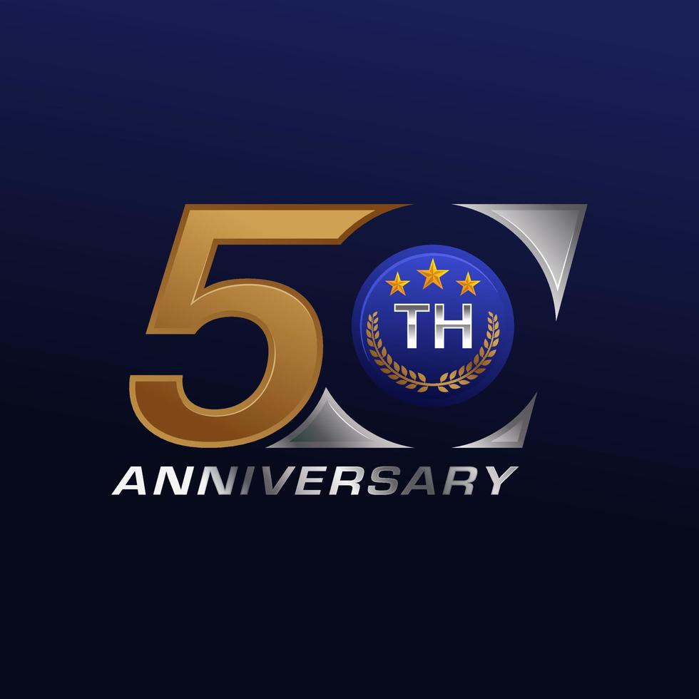 50 years anniversary celebration gold vector template