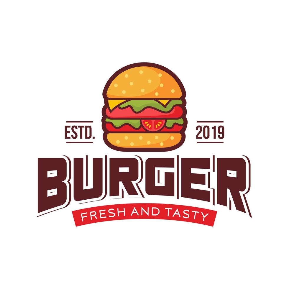 Ilustración de vector de plantilla de diseño de logotipo de hamburguesa