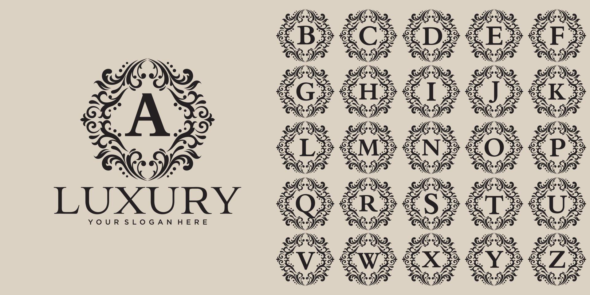 Floral Heraldic Luxury circle Logo template in vector for Restaurant, Royalty, Boutique, Cafe, Hotel, Jewelry, Fashion and other vector illustration