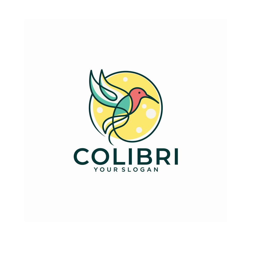 Ilustración de vector de logotipo de colibrí colorido moderno