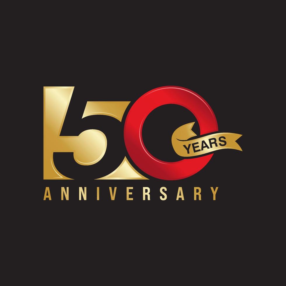 50 years anniversary celebration gold vector template