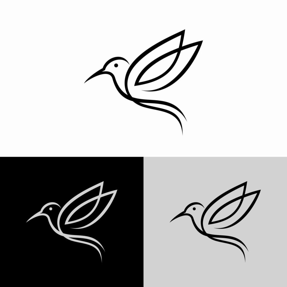 ilustración de diseño de icono de logotipo de línea de colibrí vector