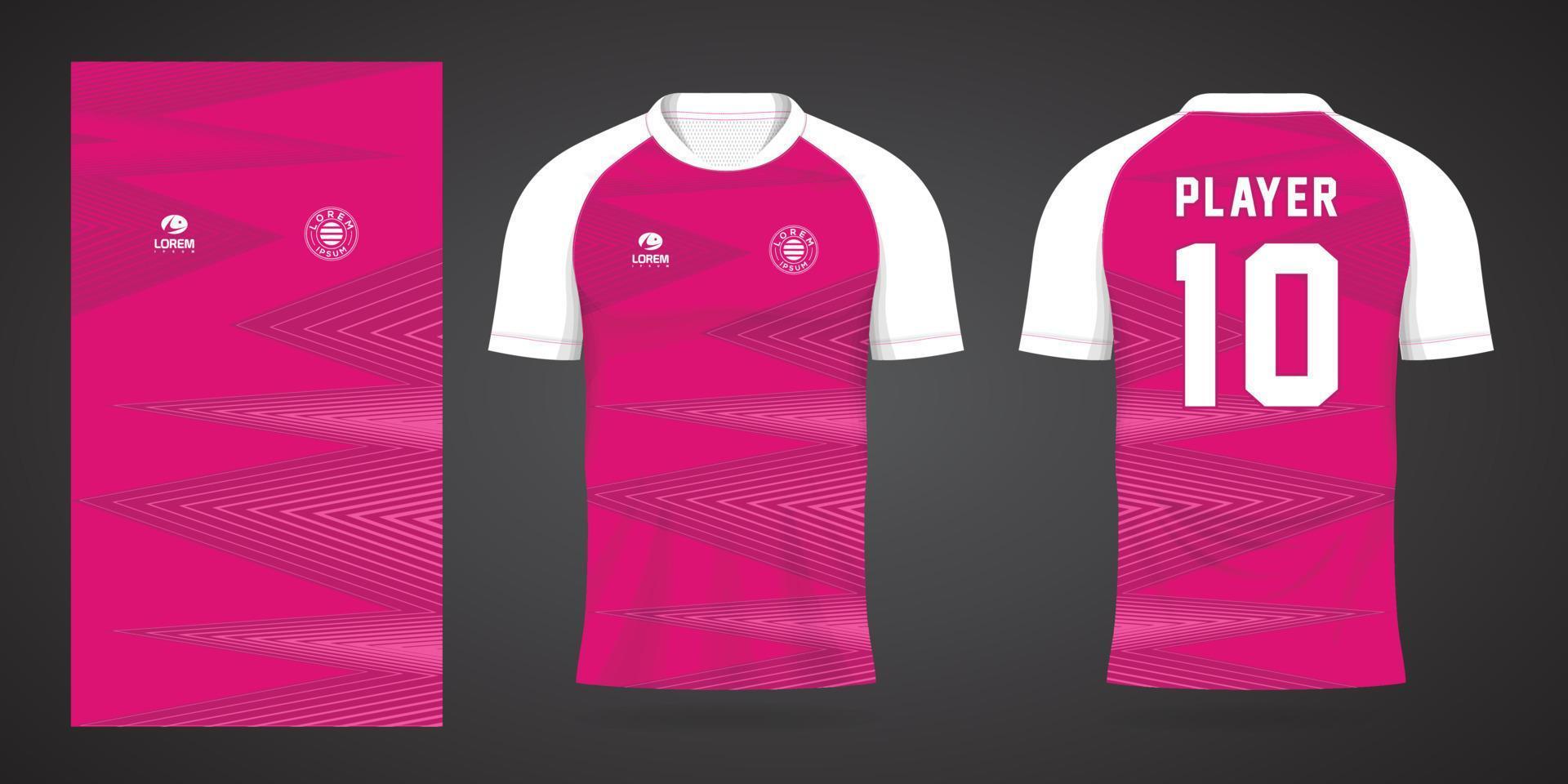 plantilla de diseño de deporte de camiseta de fútbol rosa vector