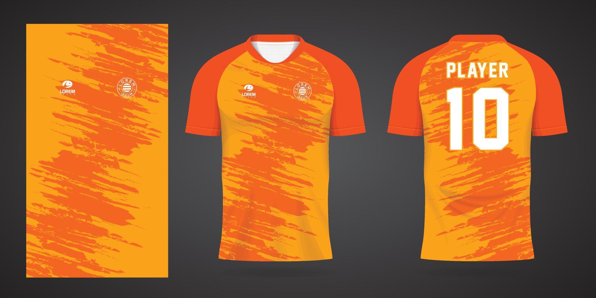 plantilla de diseño de deporte de camiseta de fútbol naranja vector