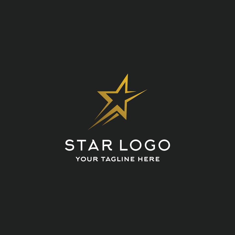 Gold Star Logo Vector in elegant style on black background, suitable for your design need, logo, illustration, animation, etc.