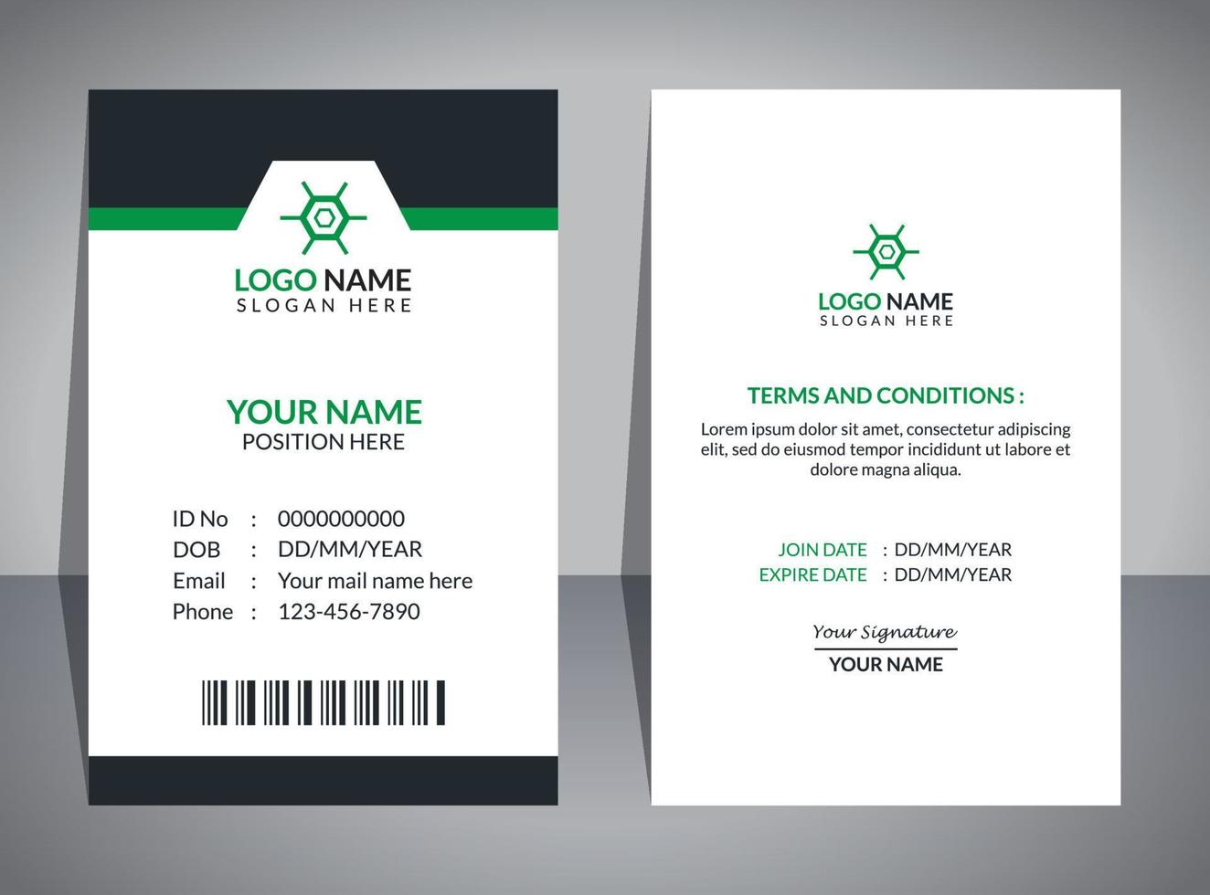 Minimal ID Card Design Template, Employee Card Design vector