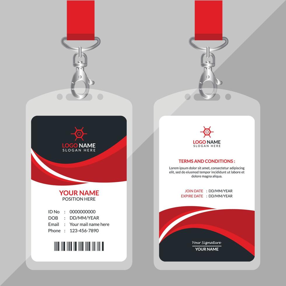 Modern And Professional ID Card Design, Corporate And Creative ID Card Design, Simple And Abstract ID Card, ID Card Design Template vector