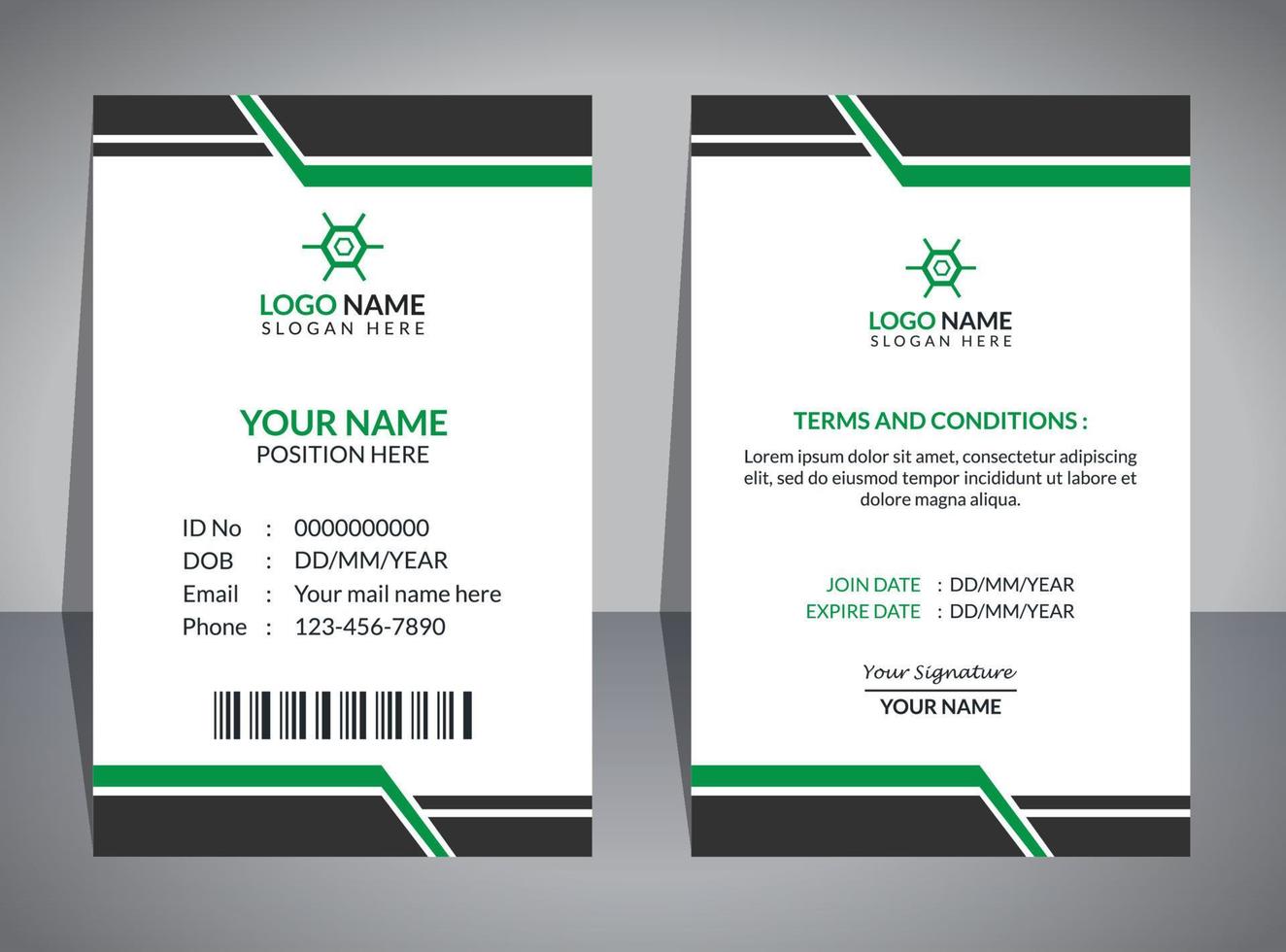 Minimal ID Card Design Template, Employee Card Design vector