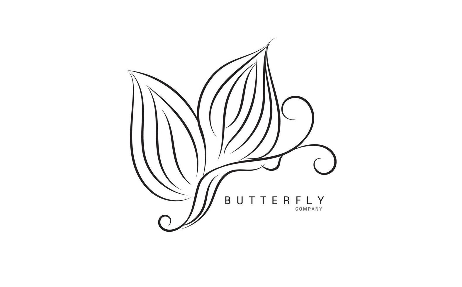 Butterfly logo vector template for cosmetic, beauty, spa. Black and white hand drawn butterfly illustration. vintage style