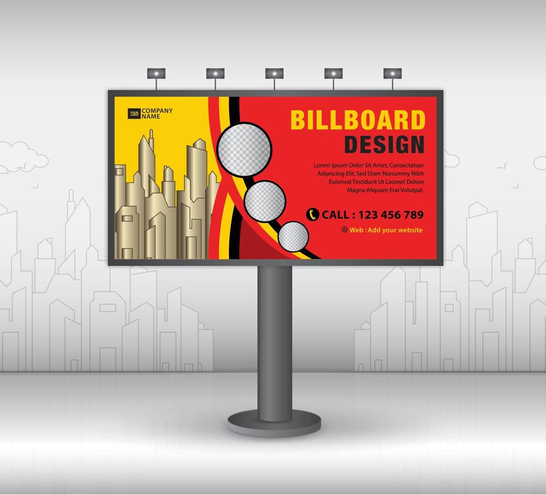 Billboard design template, advertisement, Realistic construction for outdoor advertising on city background, banner design for outdoor advertising, web banner, poster, presentation, Business template vector