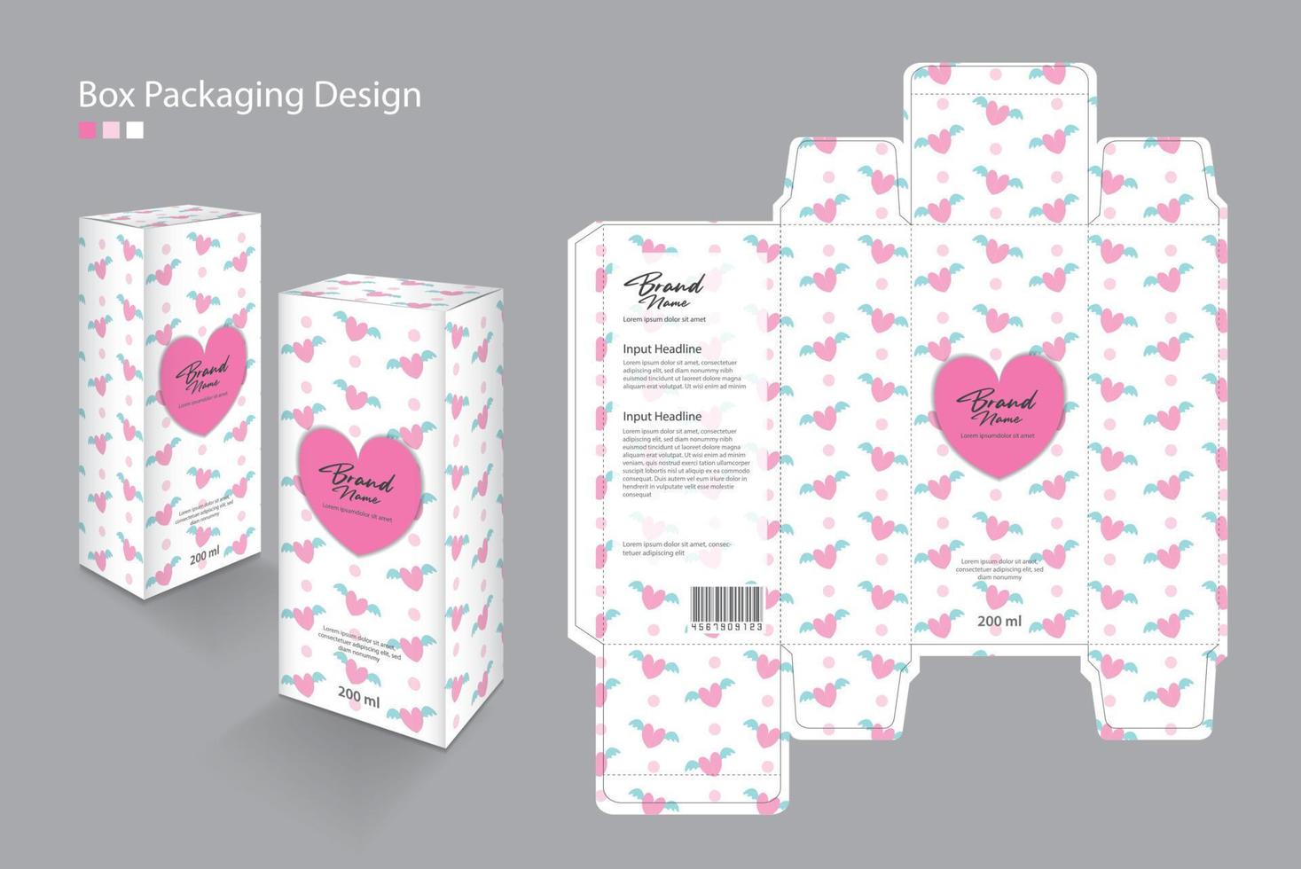 Packaging Box, Packaging design Template for cosmetic, Supplement, spa, Beauty, food, Hair, Skin, lotion, medicine, cream. product design creative idea template. Valentine's day concept vector