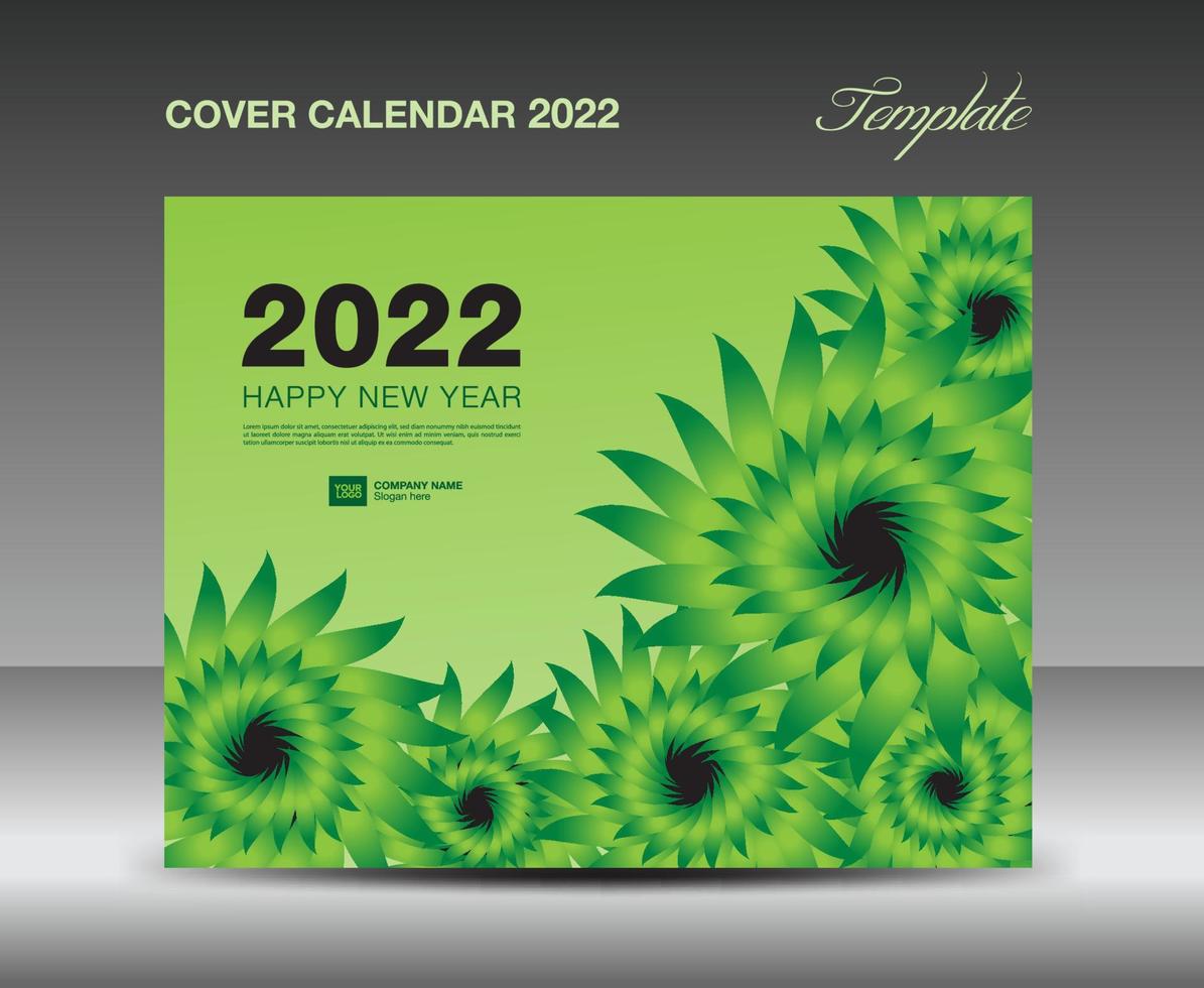 plantilla de calendario de escritorio de portada 2020, diseño de portada, volante, anuncios, folleto, catálogo, boletín informativo, portada de libro, concepto de naturaleza de flores verdes, folleto, publicidad, impresión, plantilla comercial, vector