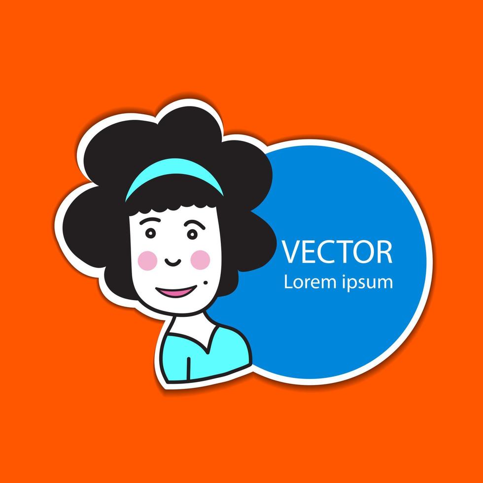 etiqueta adhesiva con ilustración de vector de dibujos animados de mujeres lindas para embalaje y publicidad. icono web, diseño de logotipo