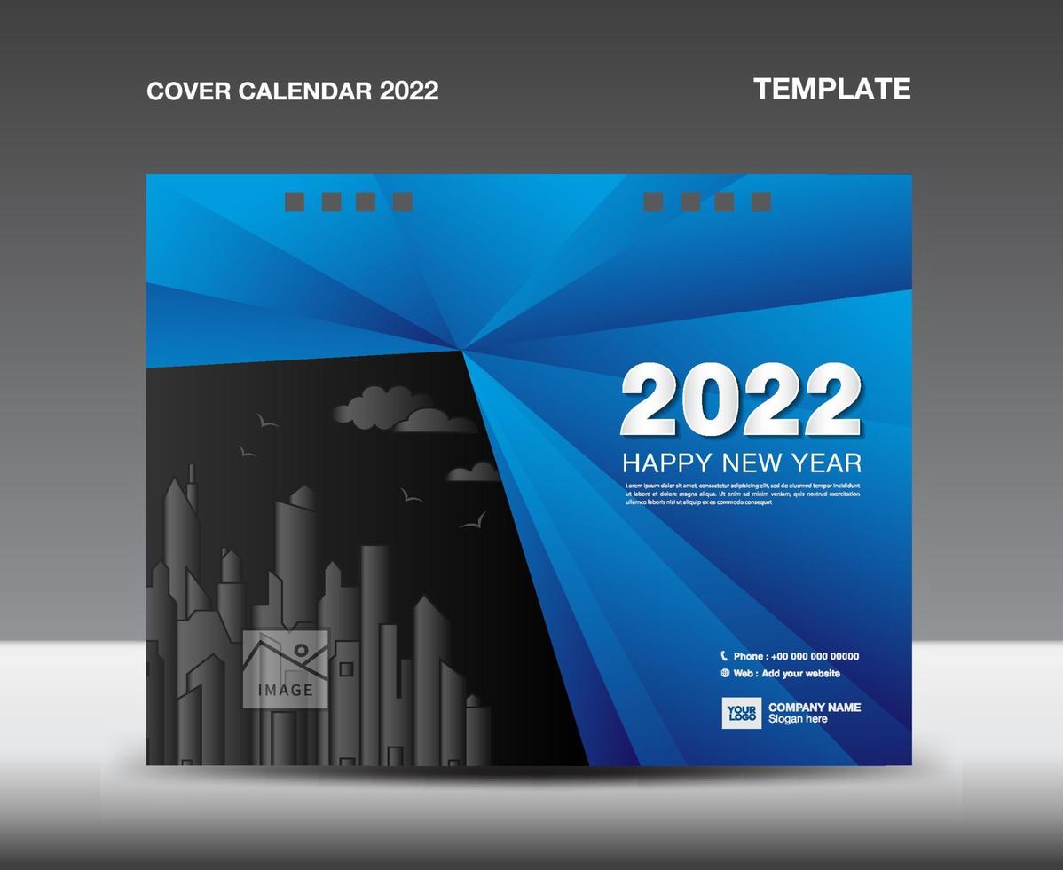 COVER CALENDAR 2022 Blue polygon background-2 vector