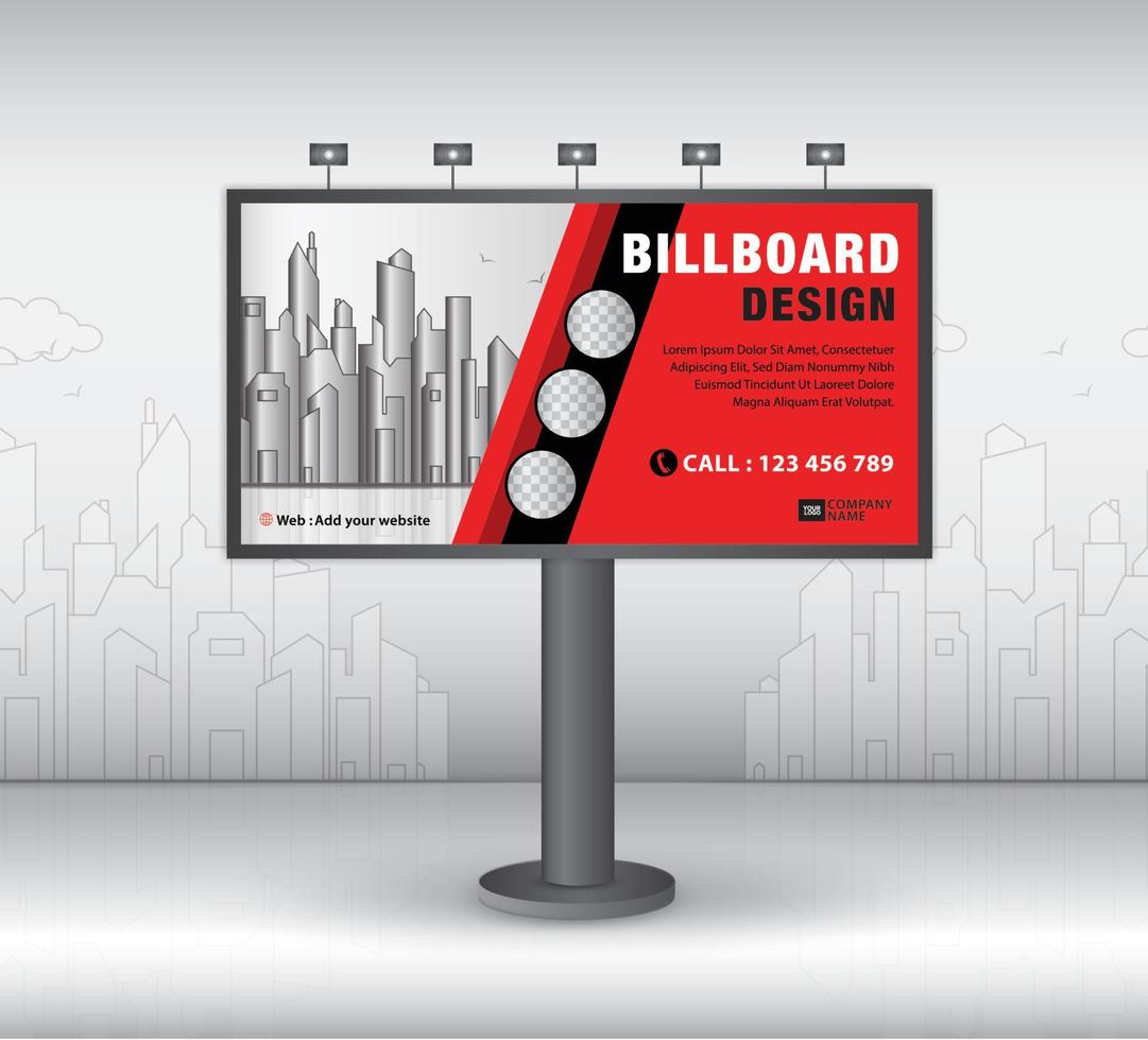 Billboard design template, advertisement, Realistic construction for outdoor advertising on city background, banner design for outdoor advertising, web banner, poster, presentation, Business template vector