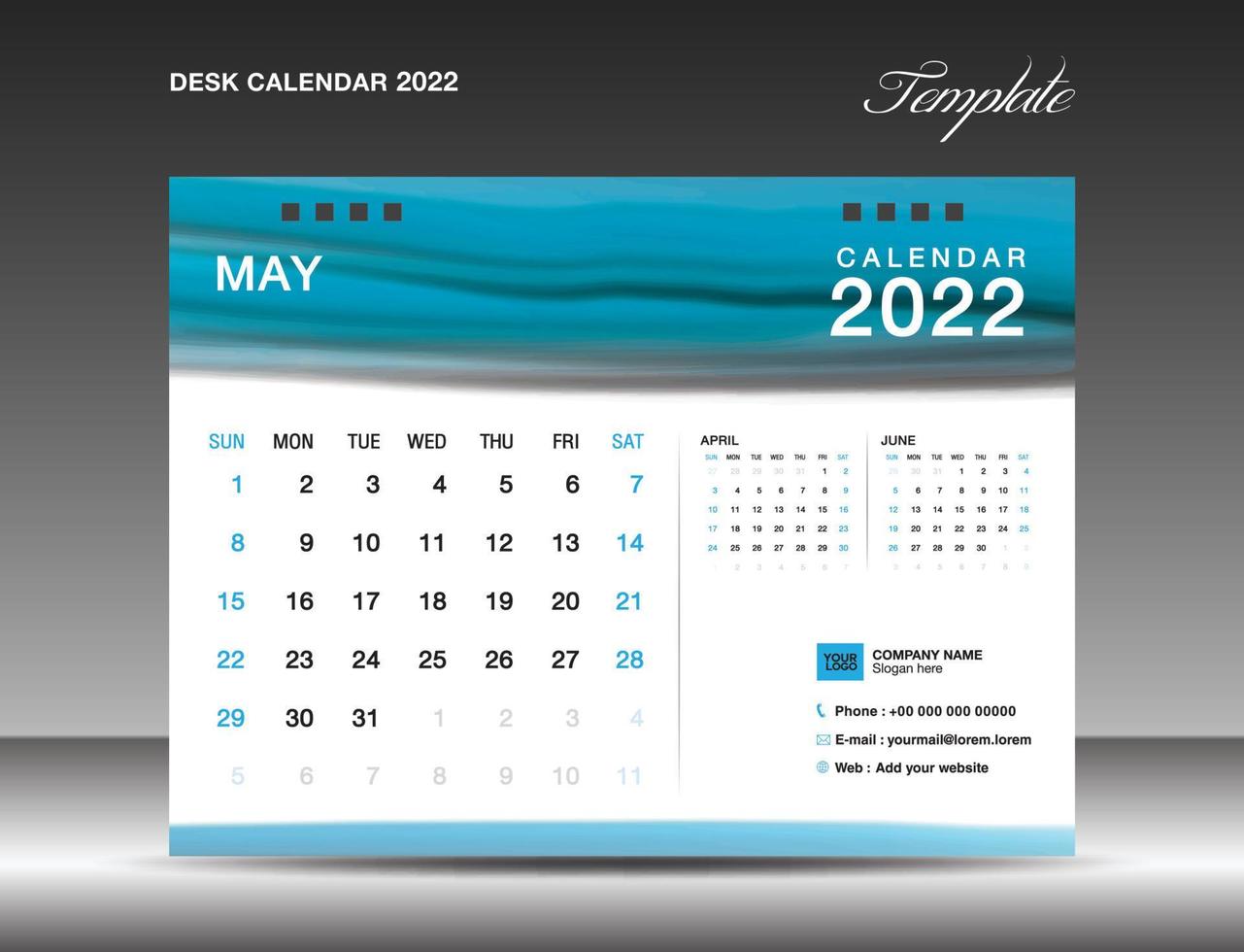 Desk Calendar 2022 Template vector, May 2022 year vector
