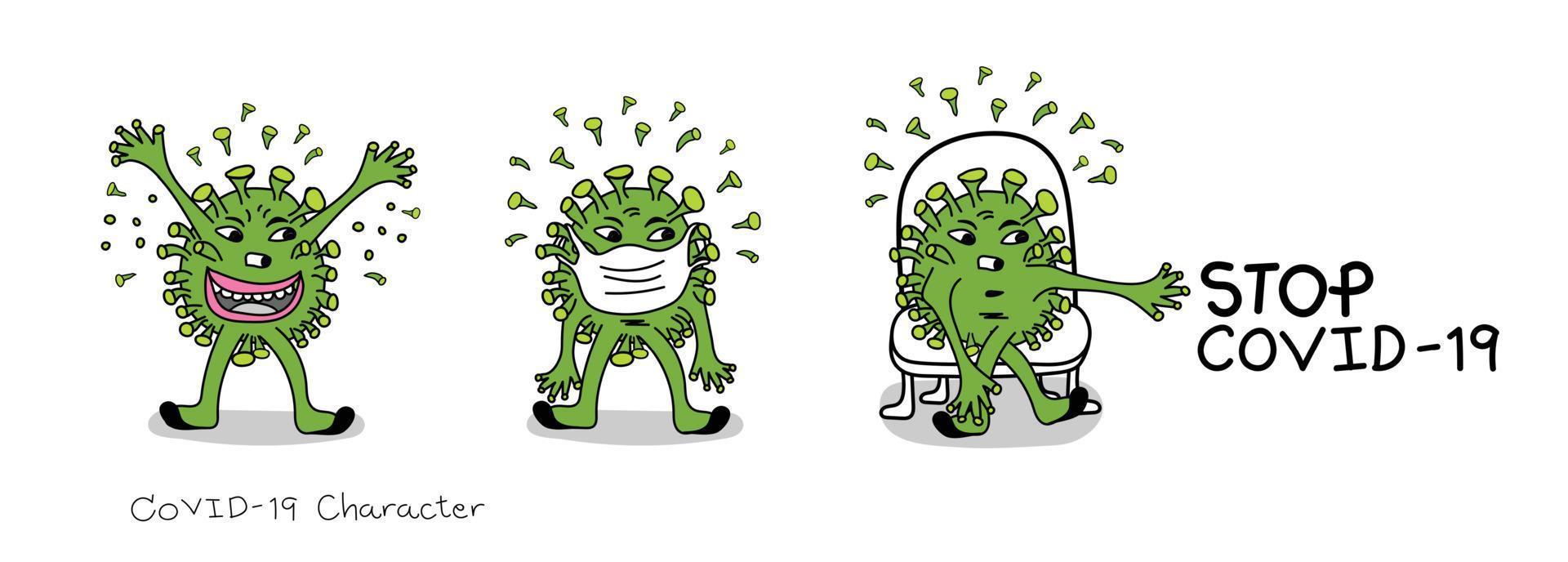 Covid-19 cartoon vector characters