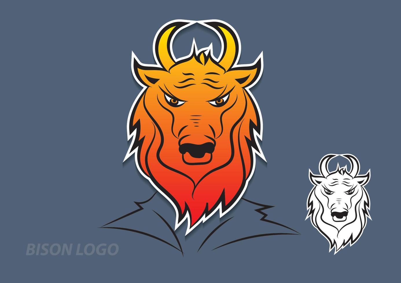 diseño de vectores de logotipo de bisonte, signo, ilustración de vector de icono animal para empresa, dibujos animados de vaca